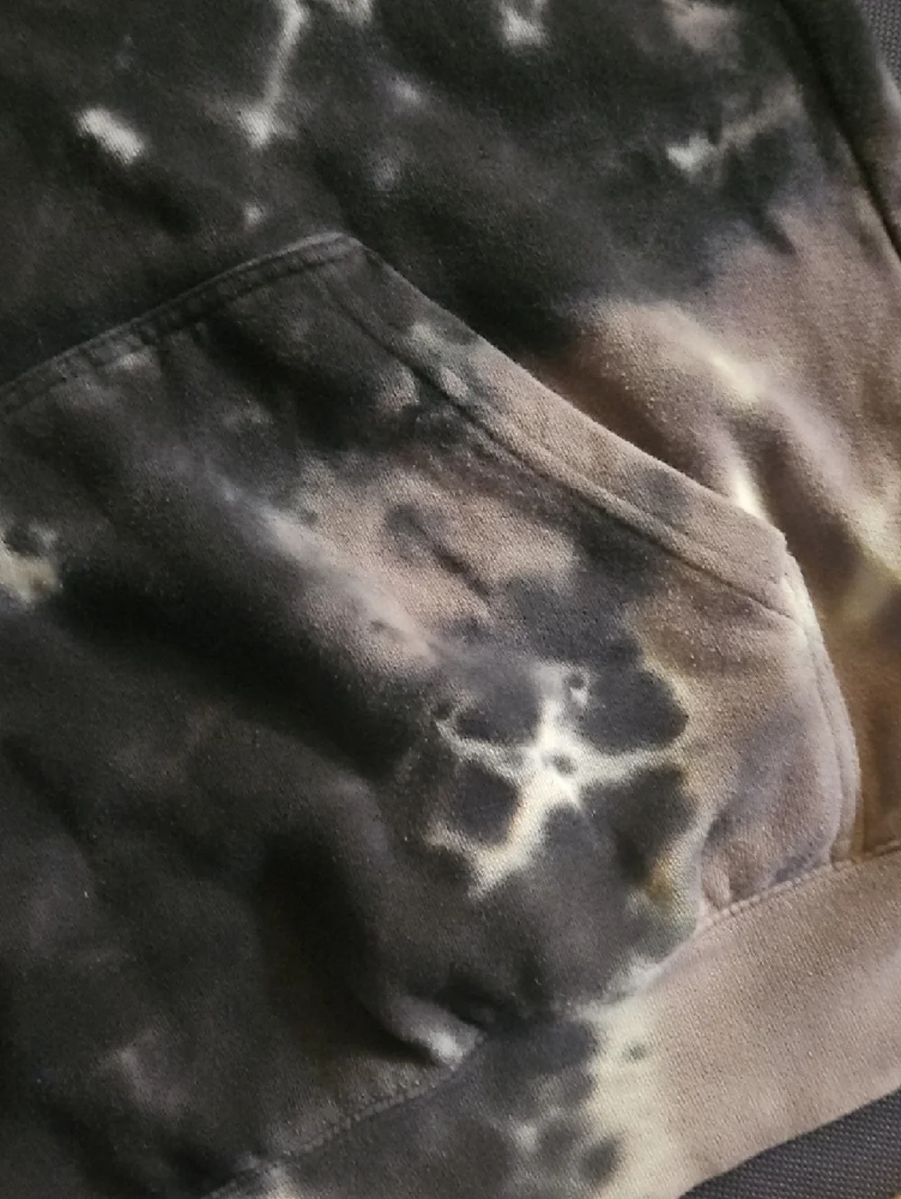 RVCA Black Gray Bleached Tie-Dye Embroidered Logo Hoodie Small